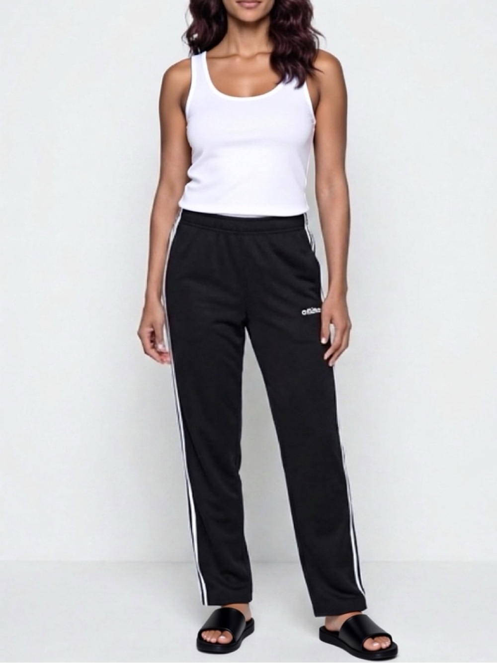 adidas essentials 3 stripe Black Track Pants